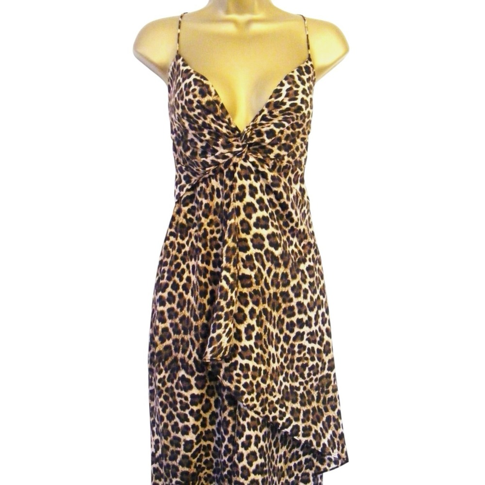 Zara S Women's Leopard Print Wide Leg Jumpsuit Wedding Guest Cocktail Date Boho‎ - Picture 13 of 16